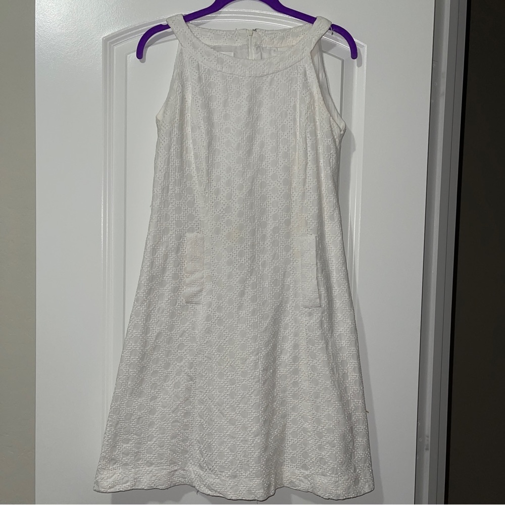 White Eyelet Cotton Talbots Mini Dress